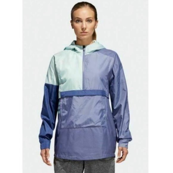 Adidas ID Women's Lilac Purple Green Woven Shell Anorak Rain Jacket Outw… - Picture 1 of 11